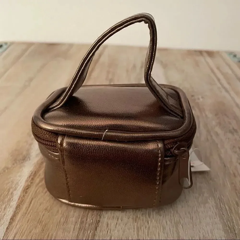 NWT Claire’s metallic brown little zipper jewelry train case with 3D Butterfly
